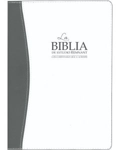 La Biblia De Estudio Remnant Piel Regenerada Blanca/Gris RVR60 - Spanish Remnant Study Bible Bonded Leather White/Gray